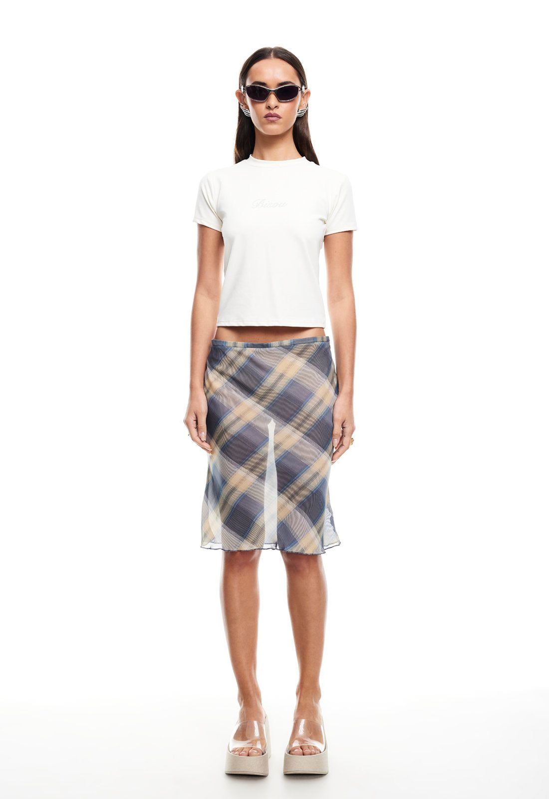 Shoreline Midi Skirt - Blue Check