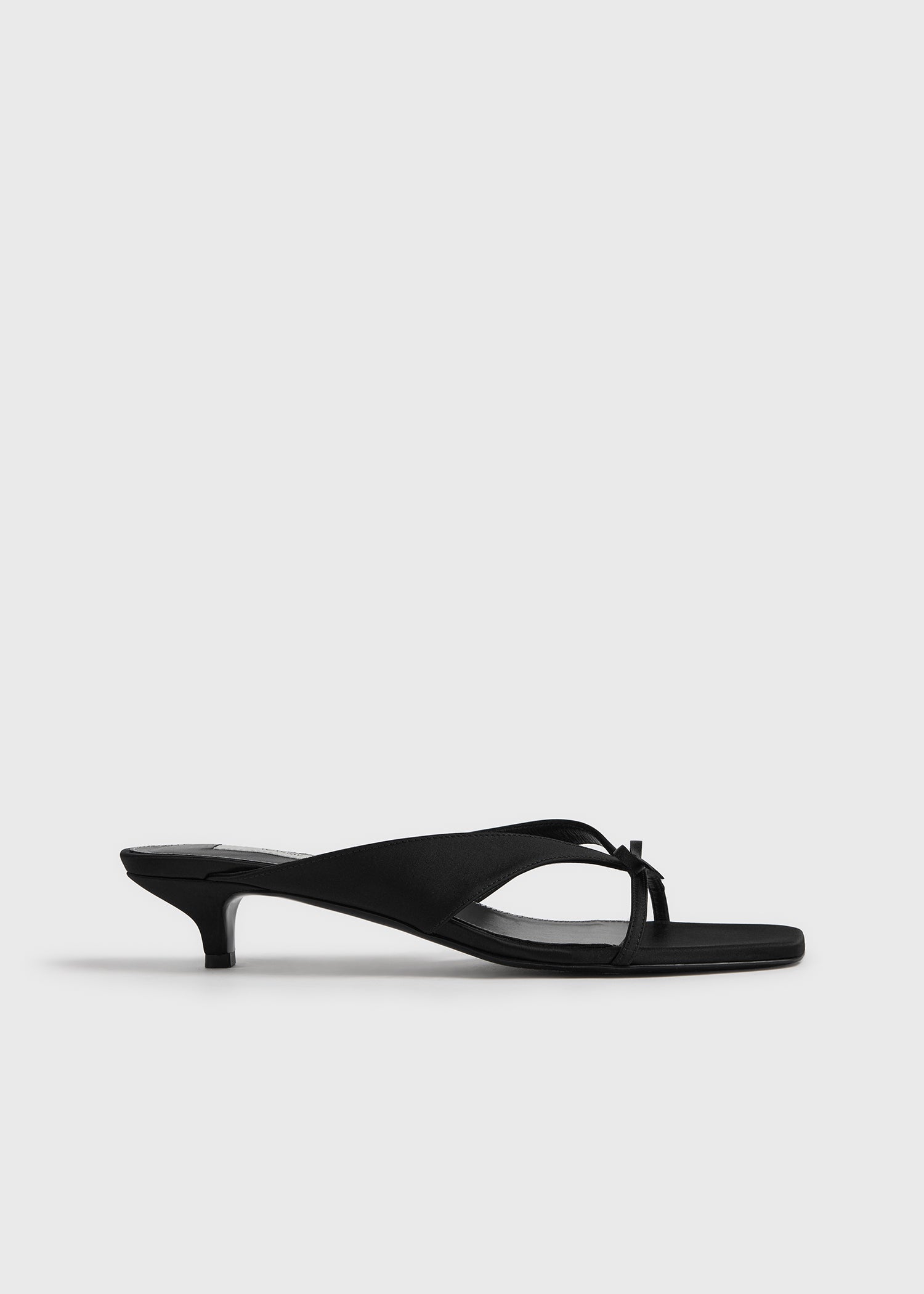 Bow Satin Sandals Black - 35