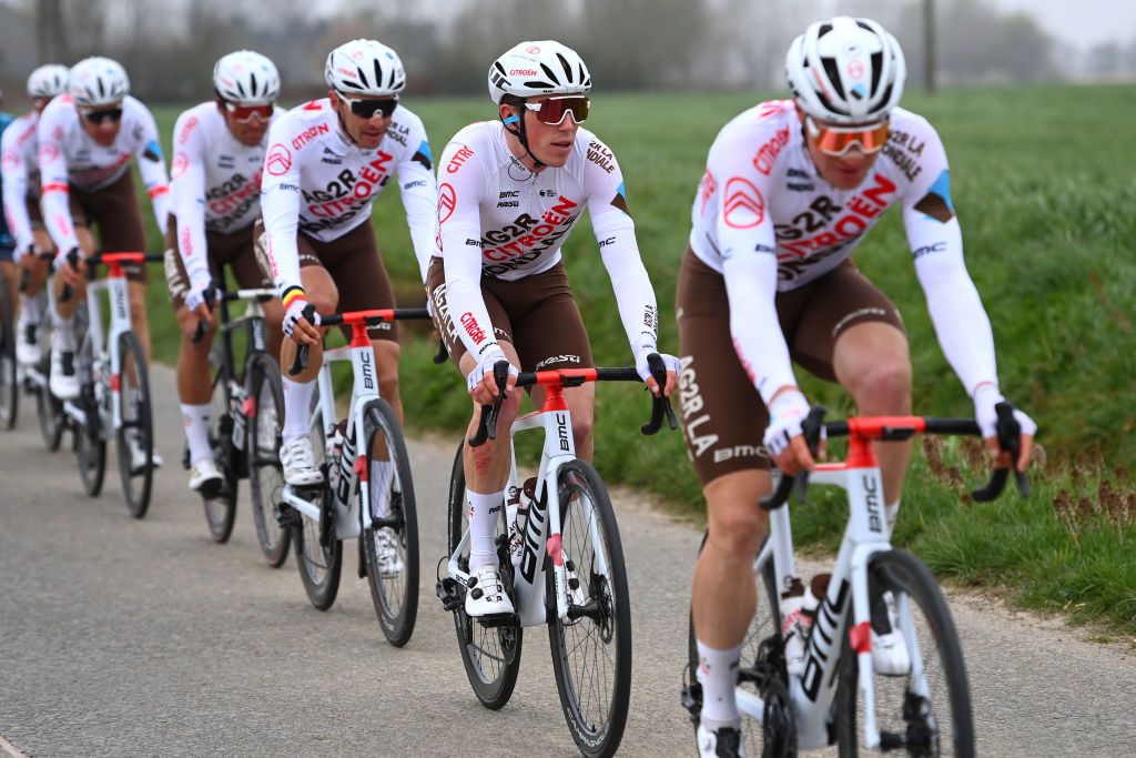 WEVELGEM BELGIUM MARCH 27 Stan Dewulf of Belgium and AG2R Citren Team competes during the 84th GentWevelgem in Flanders Fields 2022 Mens Elite a 2488km one day race from Ypres to Wevelgem GWE22 WorldTour on March 27 2022 in Wevelgem Belgium Photo by Tim de WaeleGetty Images