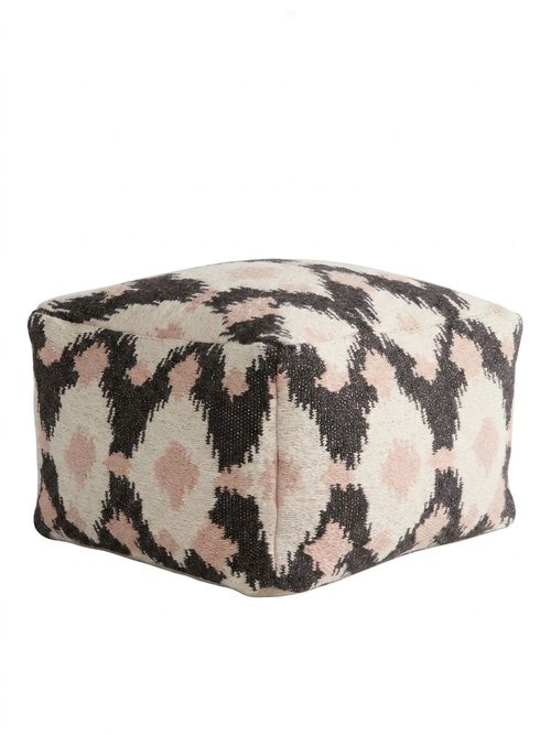 Natural Woven Ikat Sqaure Pouffe