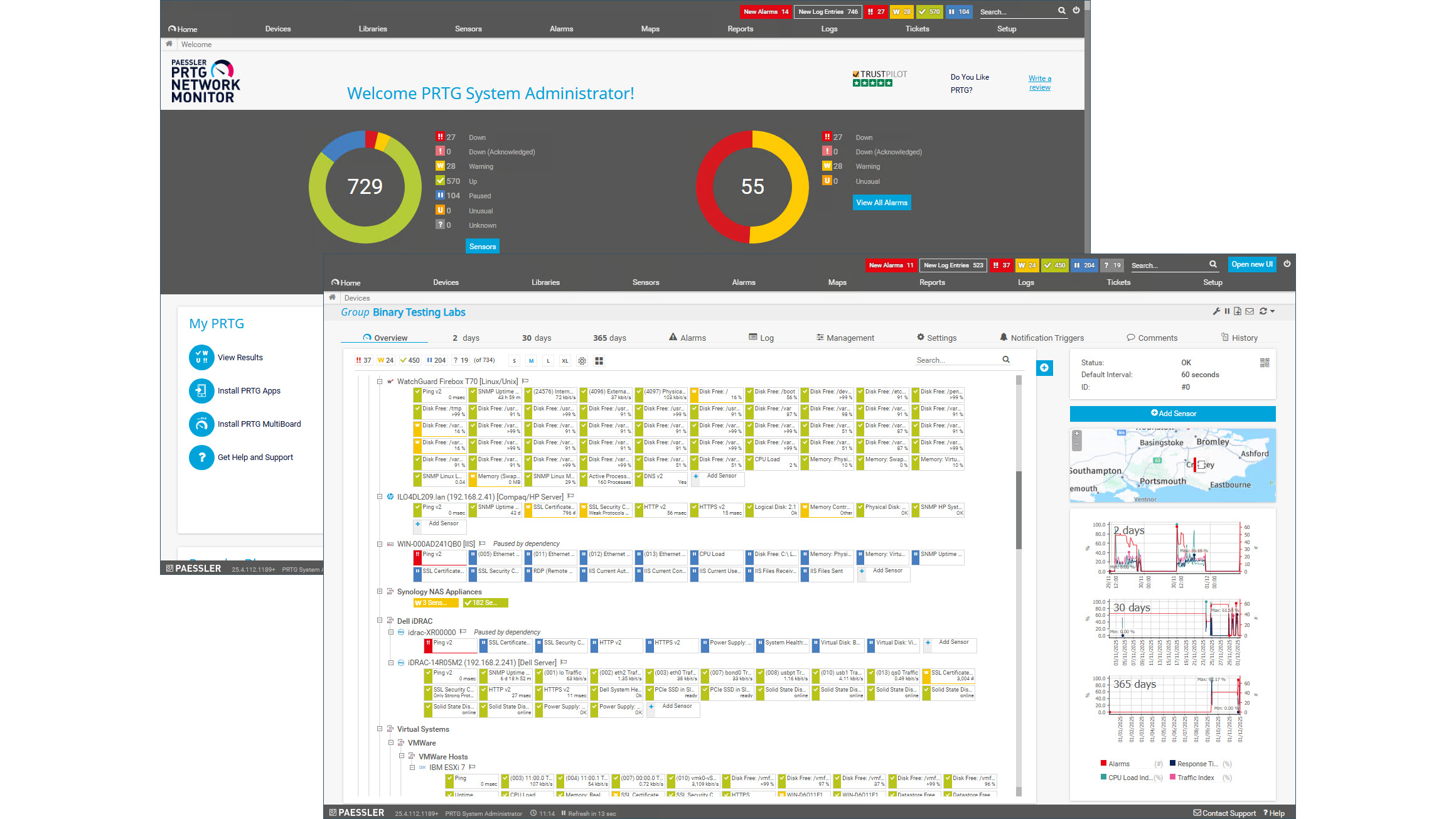 The Paessler PRTG Network Monitor 25.4 interface