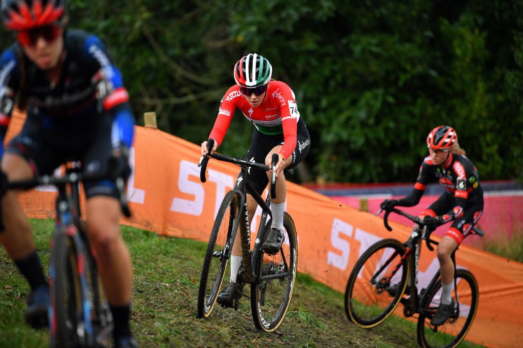 HULST NETHERLANDS JANUARY 02 Blanka Vas Kata of Hungary and Team SD Worx competes during the 6th Hulst Vestingcross UCI CycloCross Worldcup 2022 Womens Elite CXWorldCup UCIcyclocrossWC on January 02 2022 in Hulst Netherlands Photo by Luc ClaessenGetty Images