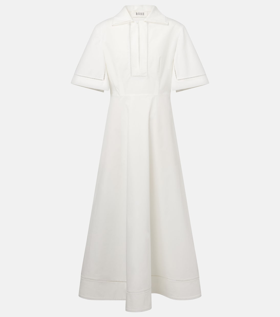 Embroidered Cotton Poplin Midi Dress