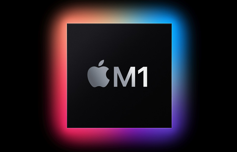 Apple M1 logo against a black background