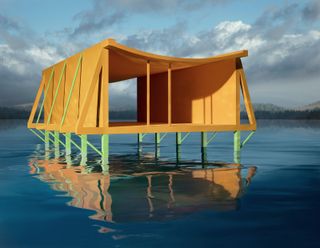 Orange House on Water, by James Casebere