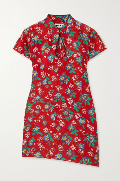 RIXO Floral Print Mini Dress