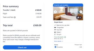 a comparison of hotel and flight prices from expedia