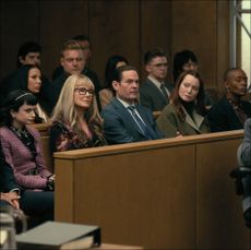 Ruth Codd as Juno Usher, Crystal Balint as Morella Usher, Matt Biedel as Bill-T Wilson, Mary McDonnell as Madeline Usher, Henry Thomas as Frederick Usher, Igby Rigney as Toby, Samantha Sloyan as Tamerlane Usher, Aya Furukawa as Tina, T’Nia Miller as Victorine LaFourcade in episode 101 of The Fall of the House of Usher