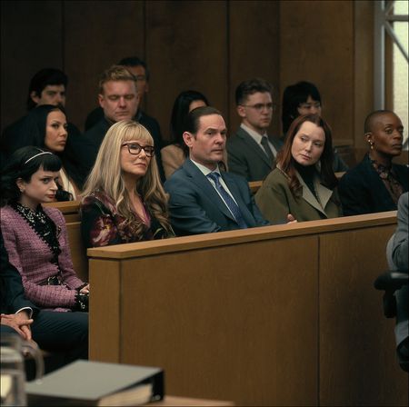 Ruth Codd as Juno Usher, Crystal Balint as Morella Usher, Matt Biedel as Bill-T Wilson, Mary McDonnell as Madeline Usher, Henry Thomas as Frederick Usher, Igby Rigney as Toby, Samantha Sloyan as Tamerlane Usher, Aya Furukawa as Tina, T&rsquo;Nia Miller as Victorine LaFourcade in episode 101 of The Fall of the House of Usher