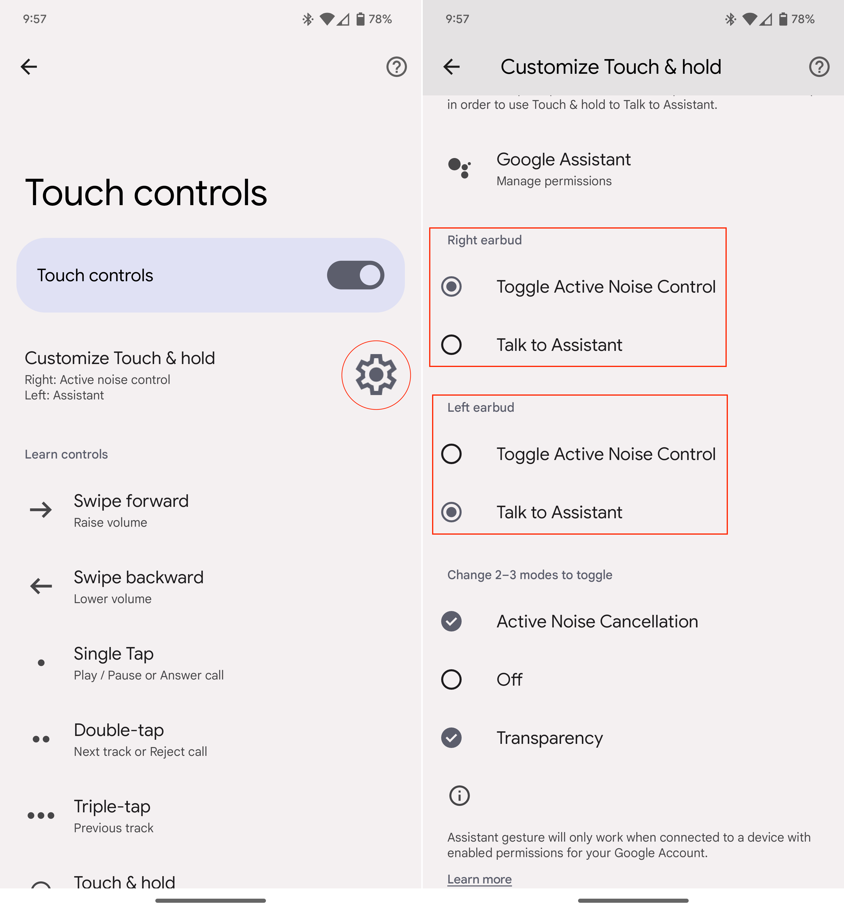 Customizing the touch control settings on the Pixel Buds Pro