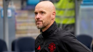 Manchester United manager Erik ten Hag looks on ahead of a pre-season friendly match