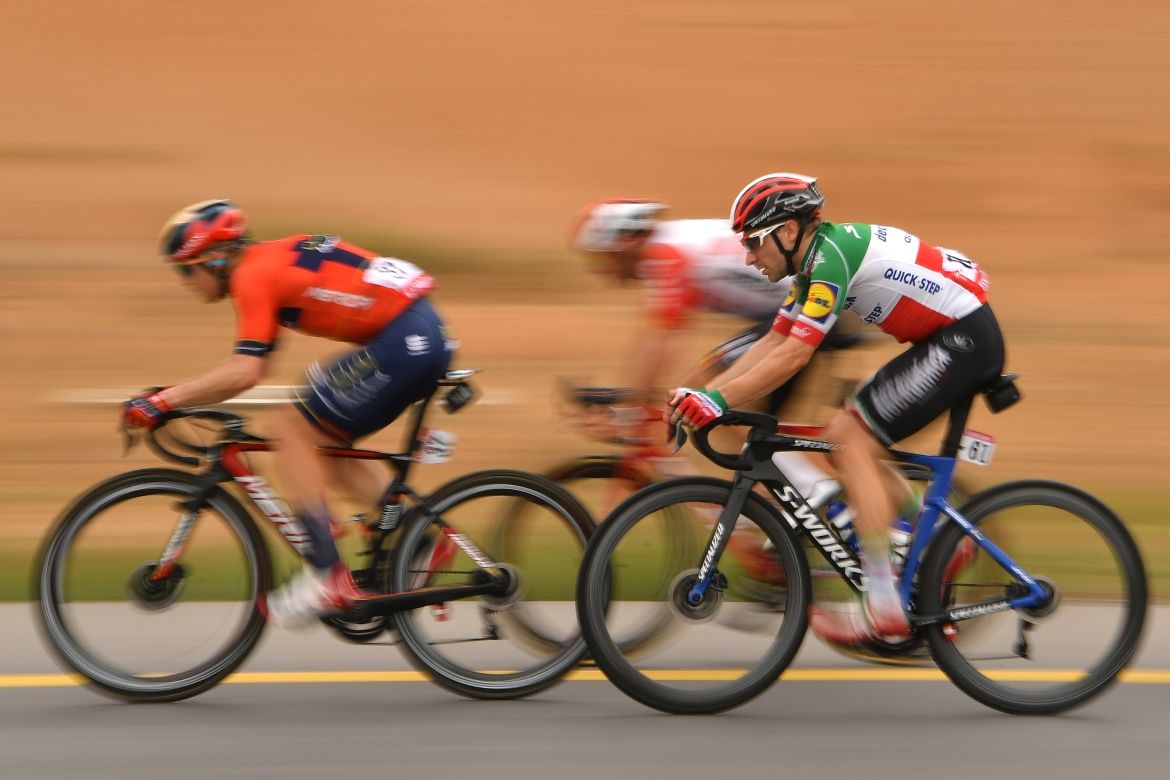 Elia Viviani (Deceuninck-QuickStep) at speed