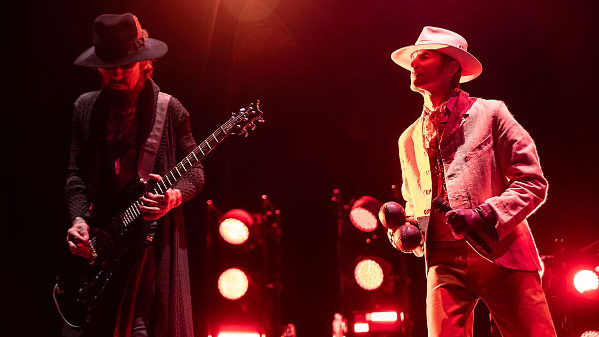 Guitarist Dave Navarro (L) and singer Perry Farrell of Jane&#039;s Addiction perform at Red Hat Amphitheater on September 03, 2024 in Raleigh, North Carolina.