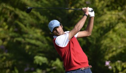 Eugenio Chacarra hits a drive off the tee