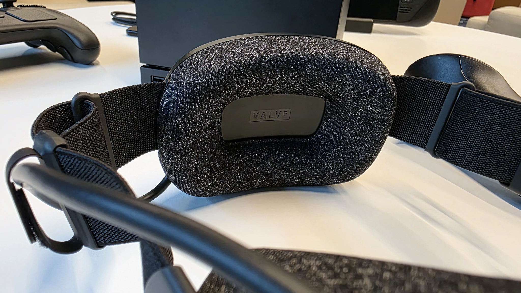 The Steam Frame headset's removable head strap