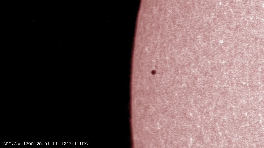 Instruments onboard NASA's Solar Dynamics Observatory study the sun in a range of different wavelengths to learn more about the star. This image of the transit of Mercury was captured by the satellite's Atmospheric Imaging Assembly instrument.