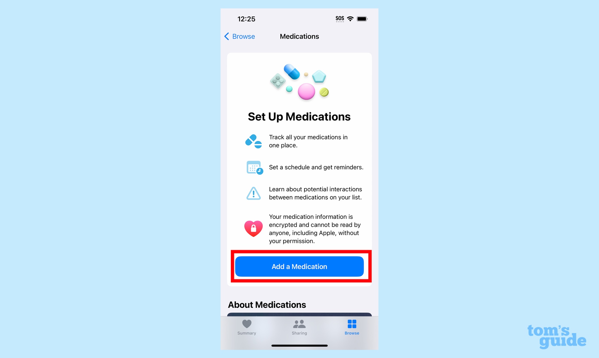 Add the medication in the iOS 16 health app