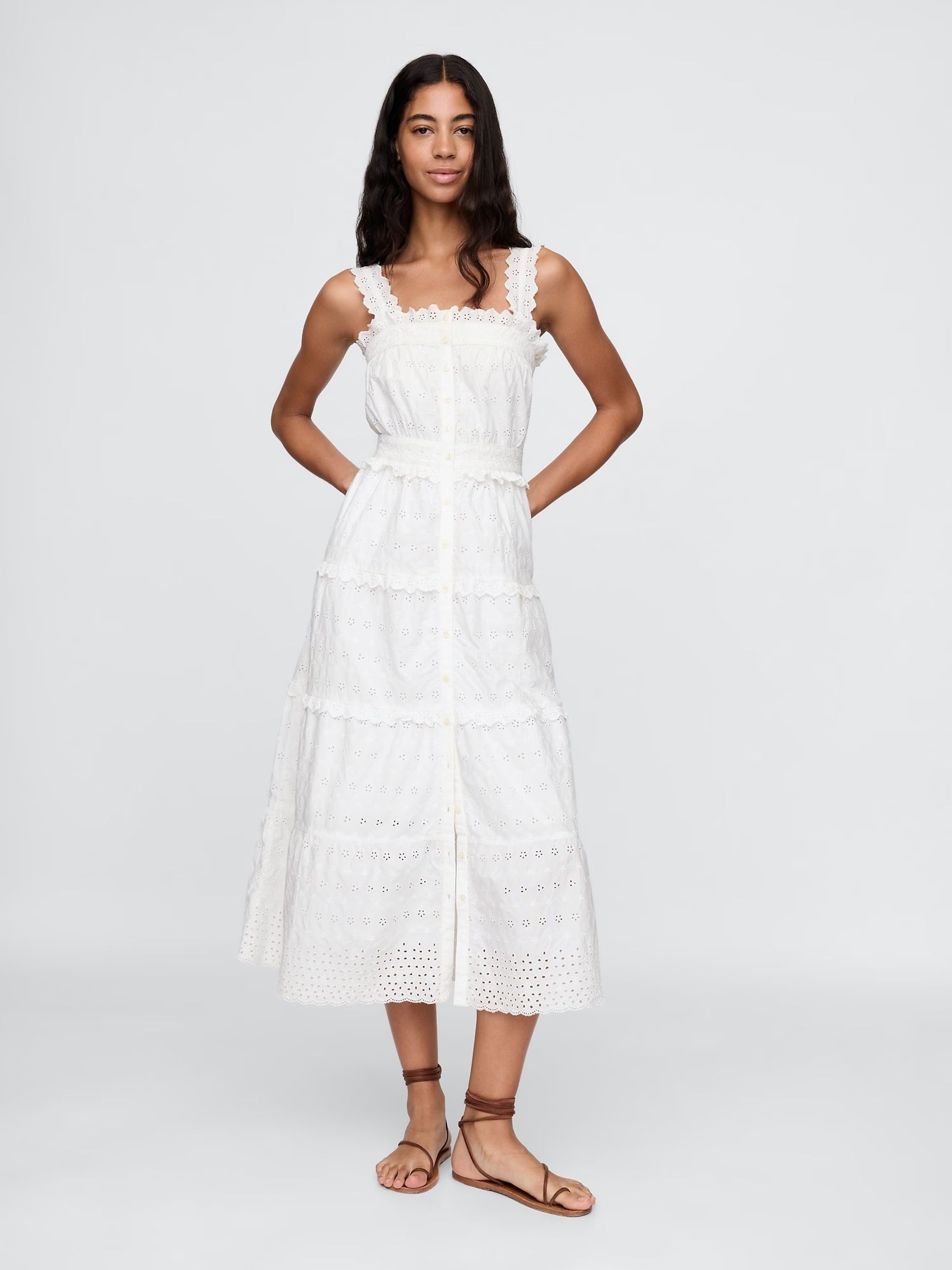 White DÔen Eyelet Maxi Dress