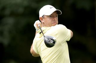 Rory McIlroy hits a driver off the tee