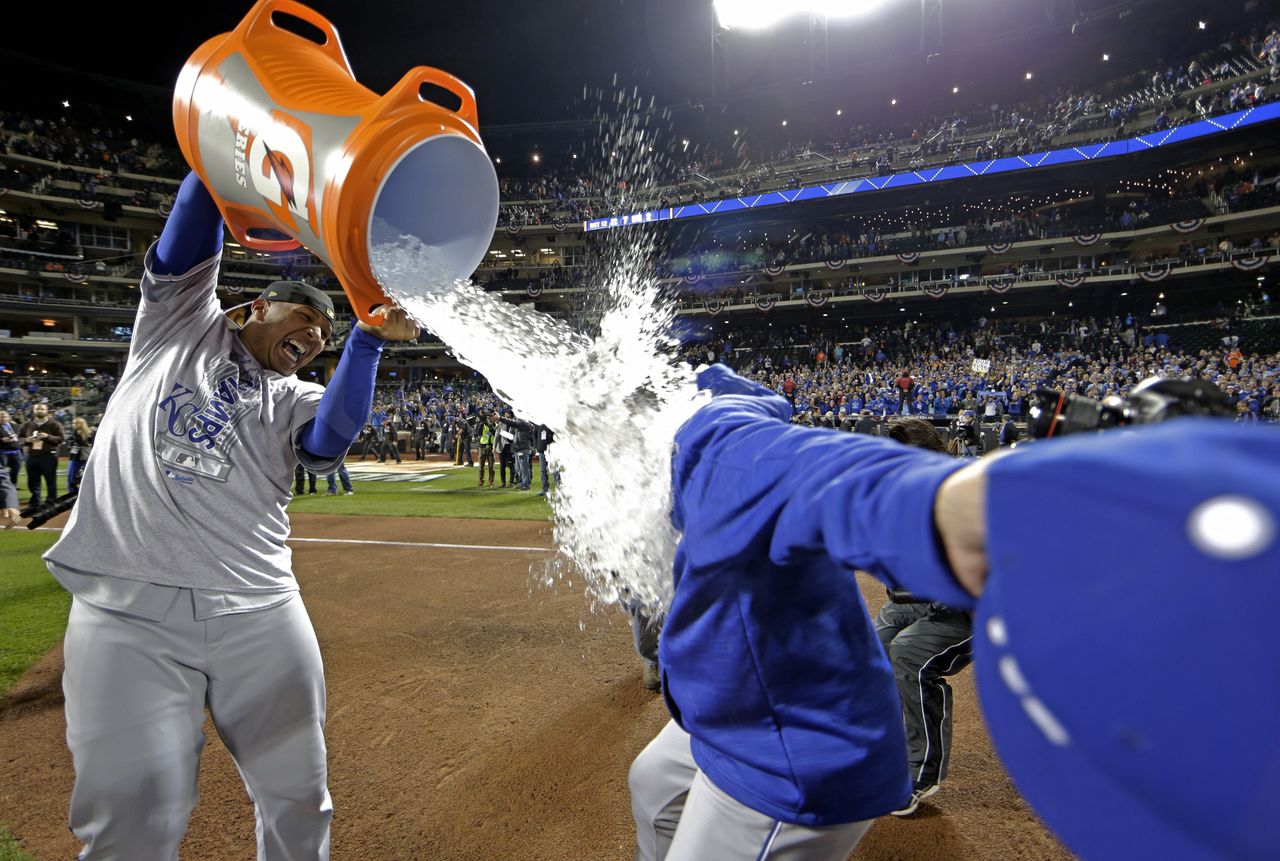 The Royals celebrate.