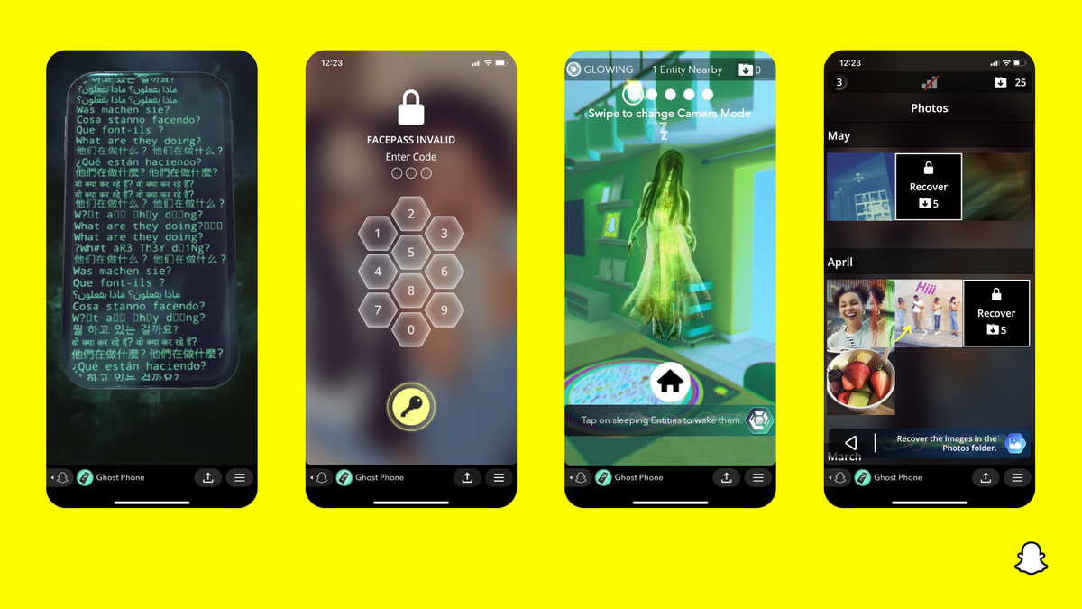 A player is hunting hosts and cracking codes in Snapchat Ghost Phone