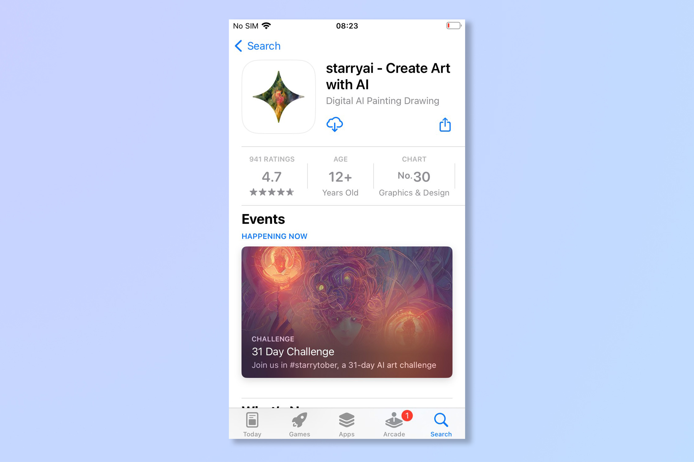 The Starryai app in the App Store