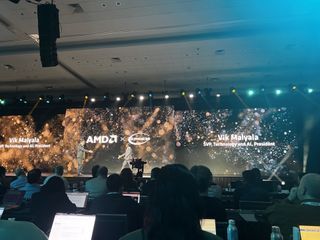 Vik Malyala, SVP of technology and AI at Supermicro on stage at the AMD Advancing AI conference in San Francisco, Las Vegas.