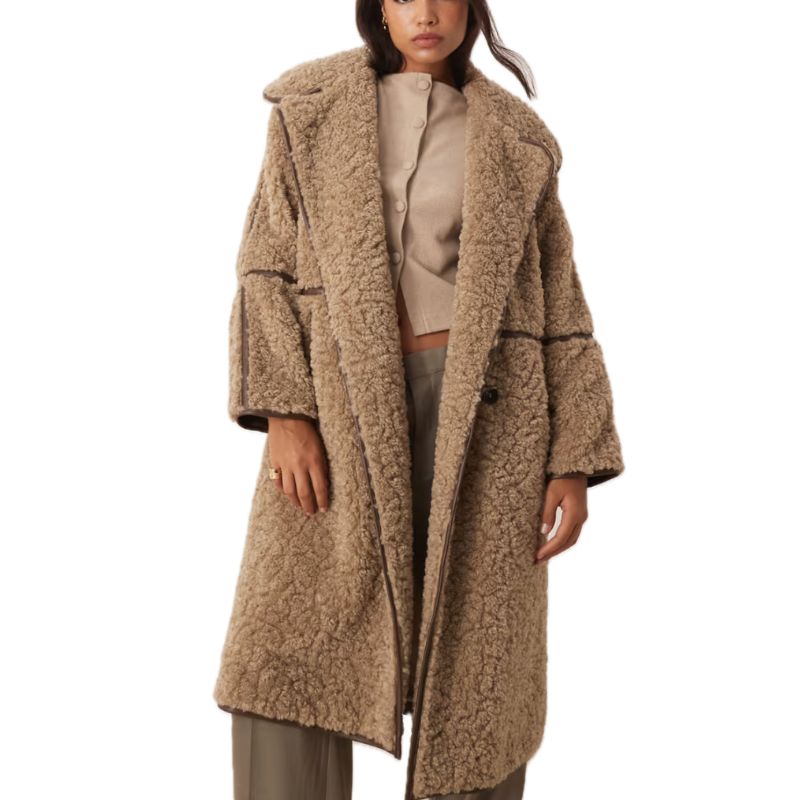 ASOS , Longline Shearling Coat in Oatmeal