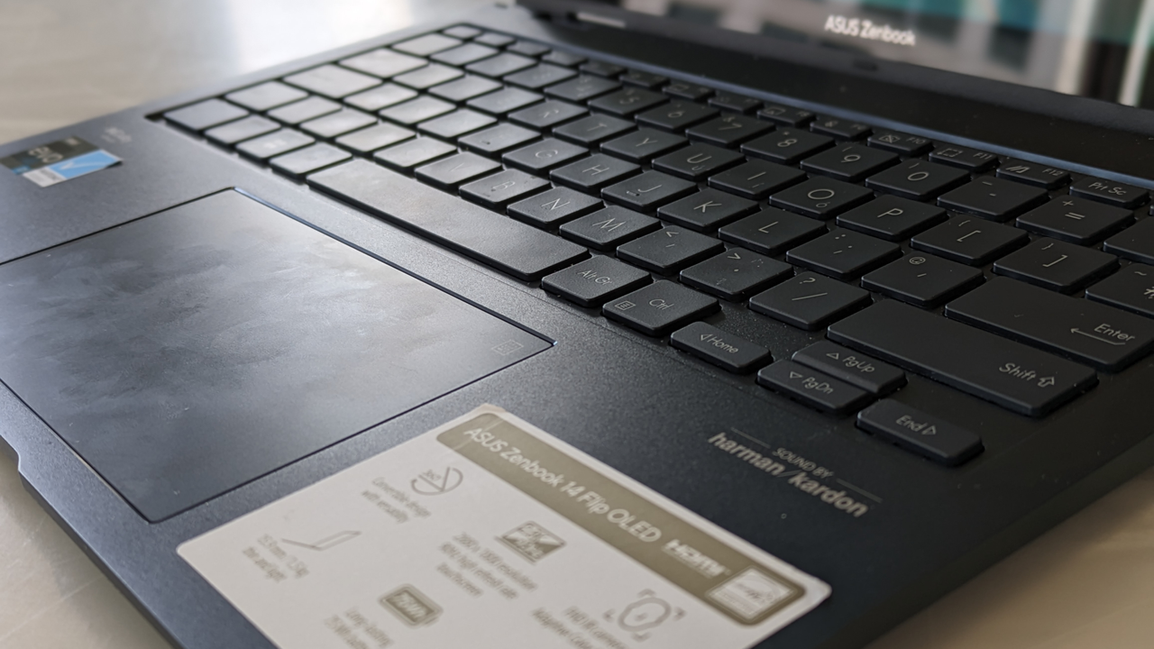 The Asus Zenbook 14 Flip OLED's keyboard