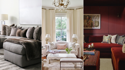 3 examples of sofas with throw pillows