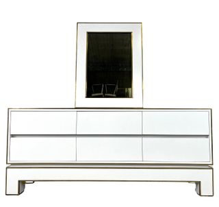 White lacquered credenza by Alain Delon with mirror 1970s £4,787