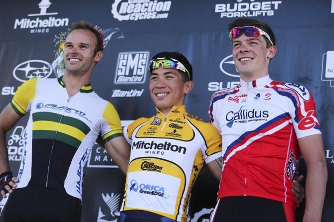 The men's podium at the Bay Crits