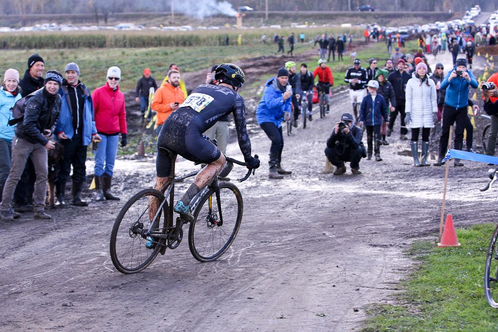 Sven Nys takes a corner on one of the hard-packed sections of the course.