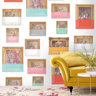 statement wallpaper with floral art prints