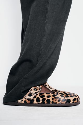 Animal Print Leather Clogs