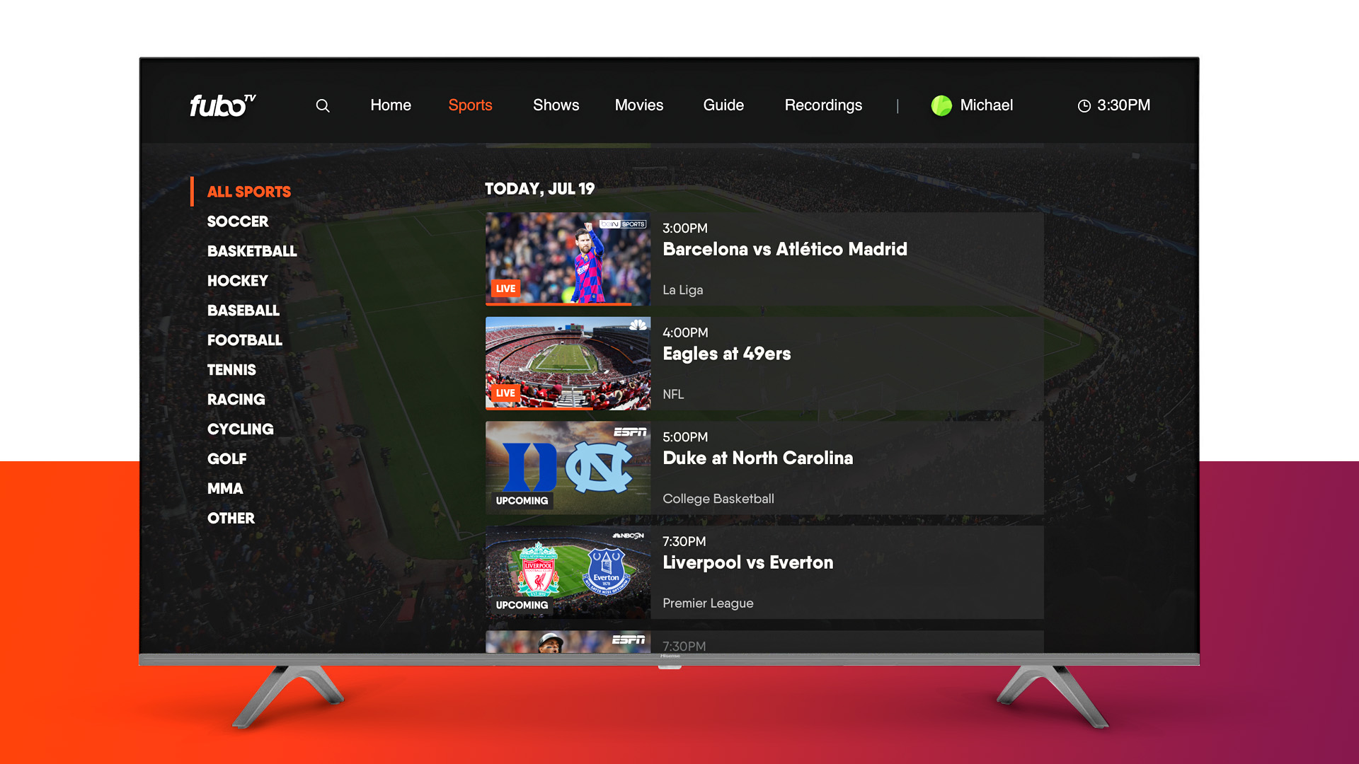FuboTV on a Hisense smart TV