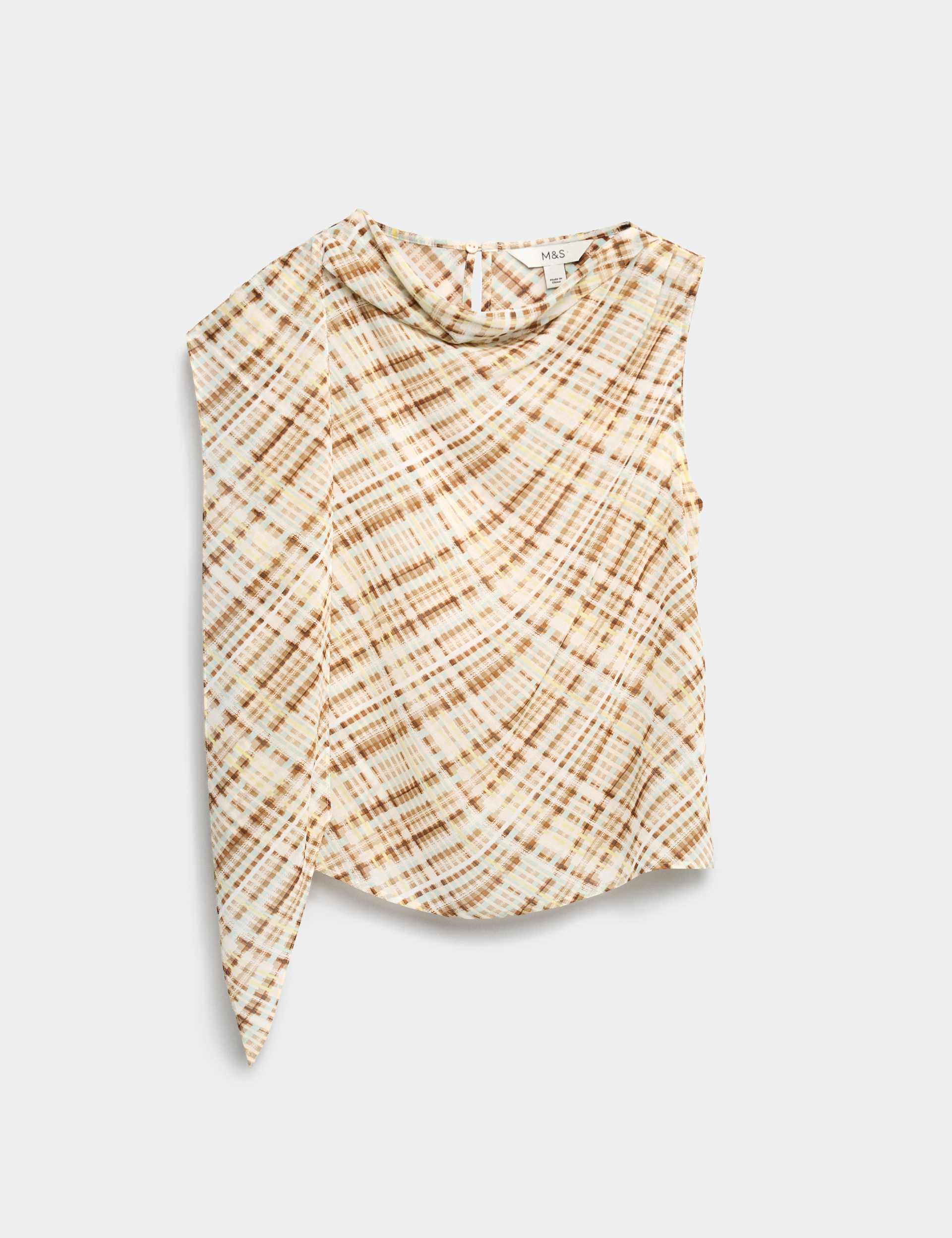Checked Drape Detail Top