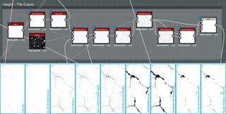 The Cells 3 node is a great starting place for adding cracks (Click the image to make it full-screen)