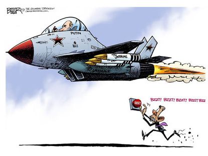 Obama cartoon reset button Russia Putin