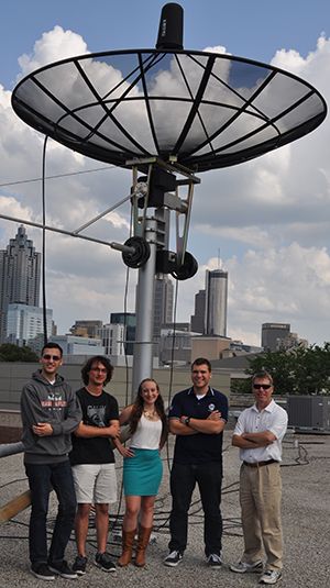 LightSail mission control team at Georgia Tech, from left, undergraduates Christopher Pubillones, Nick Zerbonia, Teresa Spinelli, Kevin Okseniuk, and Professor David Spencer.