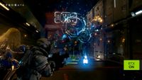 A screenshot of a promotional video created by Nvidia, using Capcom's Pragmata, to demonstrate the use of DLSS 4.5 Ray Reconstruction