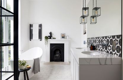 a modern monochrome bathroom scheme