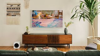 Samsung Frame hanging in a living room