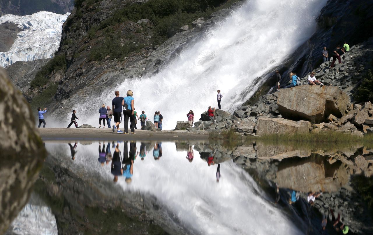 The Mendenhall Glacier in Alaska&amp;#039;s Tongass National Forest.