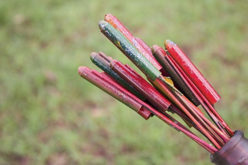 Bottle rockets ready for launch.