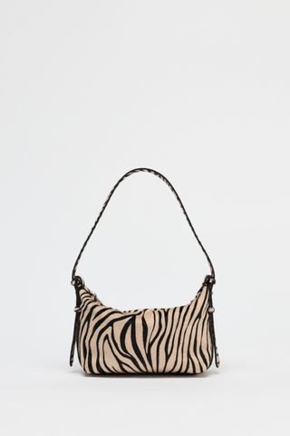 Animal Print Leather and Hair Shoulder Bag