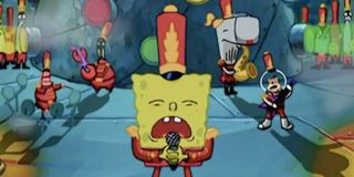 Spongebob and his friends in Band Geeks.