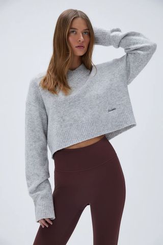 V Neck Knit Sweatshirt