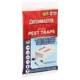 a packet of pest traps with red top and an image of the traps and some bugs on the bottom. 