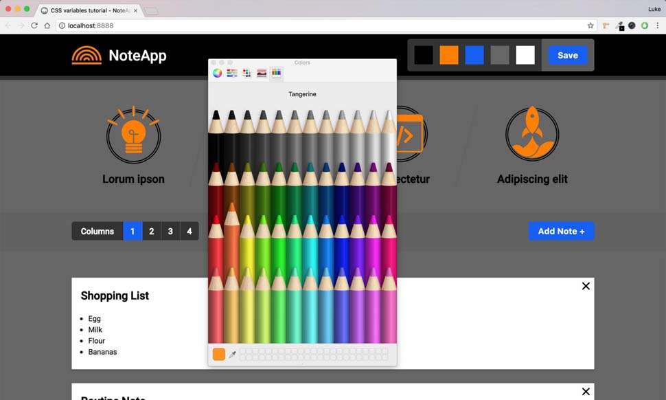 NoteApp page